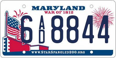 MD license plate 6AD8844