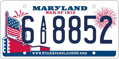 MD license plate 6AD8852