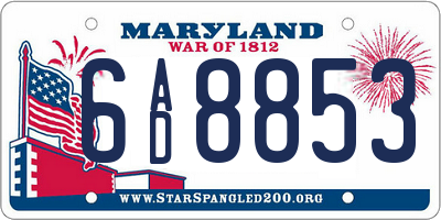 MD license plate 6AD8853