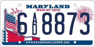 MD license plate 6AD8873