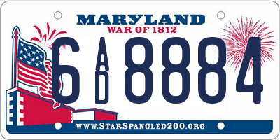 MD license plate 6AD8884