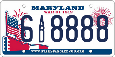 MD license plate 6AD8888