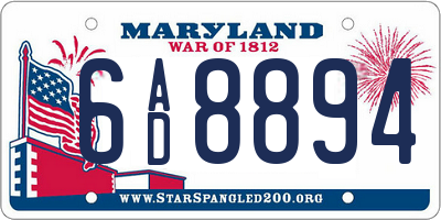 MD license plate 6AD8894