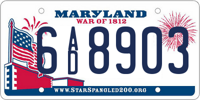 MD license plate 6AD8903