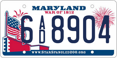 MD license plate 6AD8904