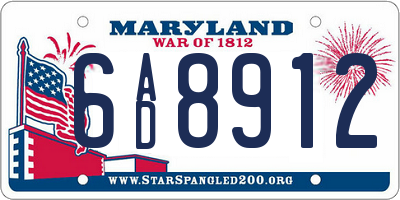 MD license plate 6AD8912