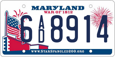 MD license plate 6AD8914