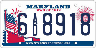 MD license plate 6AD8918