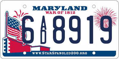 MD license plate 6AD8919