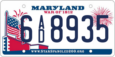 MD license plate 6AD8935