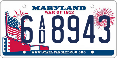 MD license plate 6AD8943