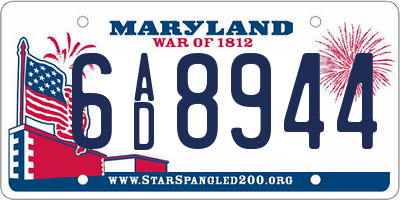 MD license plate 6AD8944