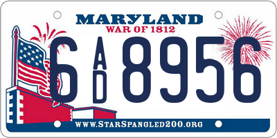 MD license plate 6AD8956