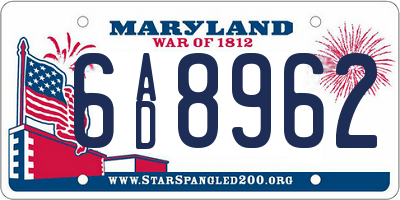 MD license plate 6AD8962