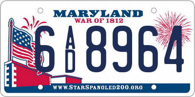 MD license plate 6AD8964