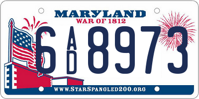 MD license plate 6AD8973