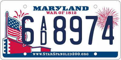 MD license plate 6AD8974