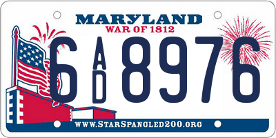 MD license plate 6AD8976