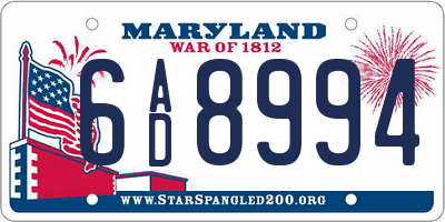 MD license plate 6AD8994