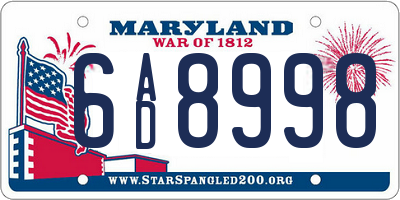 MD license plate 6AD8998