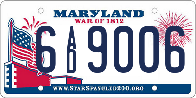 MD license plate 6AD9006