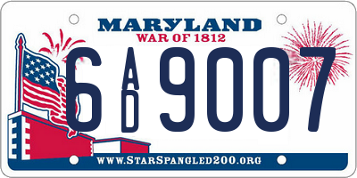 MD license plate 6AD9007