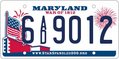 MD license plate 6AD9012