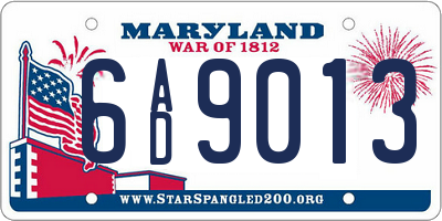 MD license plate 6AD9013
