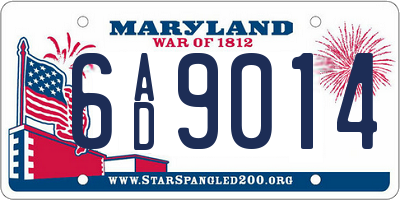 MD license plate 6AD9014