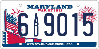 MD license plate 6AD9015