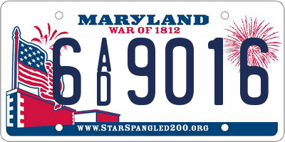 MD license plate 6AD9016