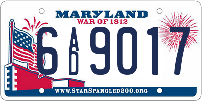 MD license plate 6AD9017