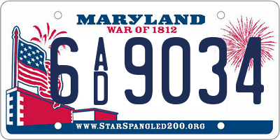 MD license plate 6AD9034
