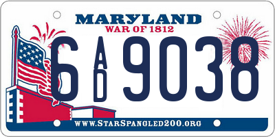 MD license plate 6AD9038