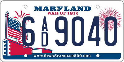 MD license plate 6AD9040