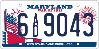 MD license plate 6AD9043