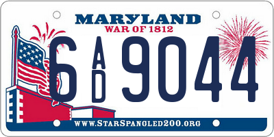 MD license plate 6AD9044