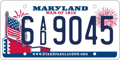 MD license plate 6AD9045