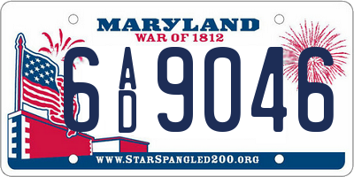 MD license plate 6AD9046