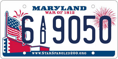 MD license plate 6AD9050