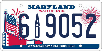 MD license plate 6AD9052