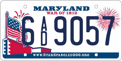 MD license plate 6AD9057