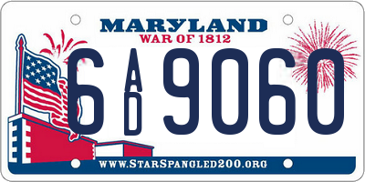 MD license plate 6AD9060