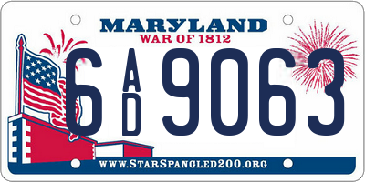 MD license plate 6AD9063