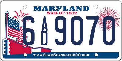 MD license plate 6AD9070
