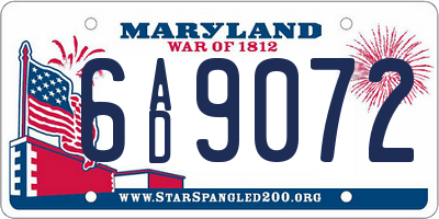 MD license plate 6AD9072