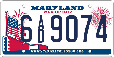MD license plate 6AD9074