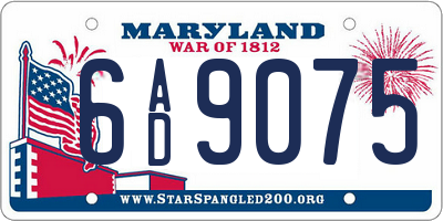 MD license plate 6AD9075