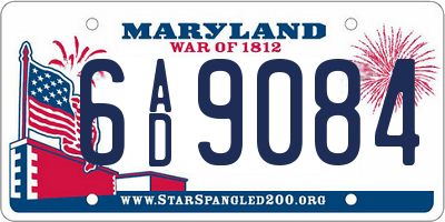 MD license plate 6AD9084