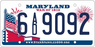 MD license plate 6AD9092